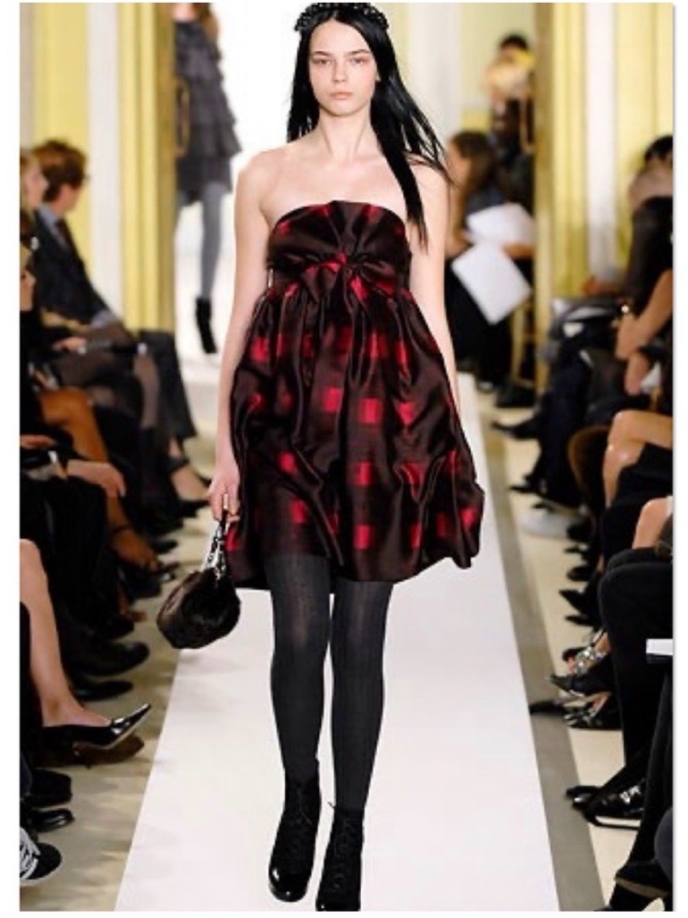 Marc By Marc Jacobs Strapless Pink Burgundy Plaid Strapless Dress